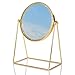 Display4top Retro Golden Makeup Mirror,Decorative Vanity Mirror 360° Rotation Metal Cosmetic Mirror Round Beauty Mirror