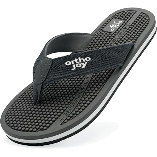 Image of ORTHO JOY Orthopedic Comfort Flip Flops for Men - Acupressure Massage Sole, Anti-Slip Lightweight Slippers