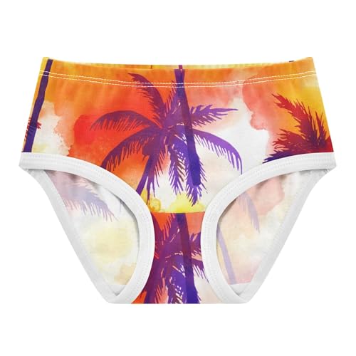 Cotton Toddler Girls Underwear Palm Trees Vibrant Orange Little Girl Panties Personalized Undies Kids Briefs 2t