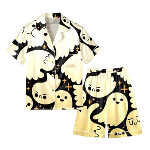 Pijama de Halloween abotonado para hombre ropa de casa ligera de manga corta