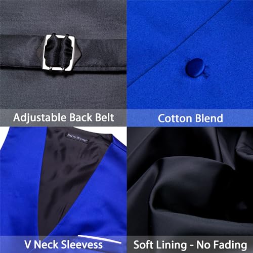 Image of Barry.Wang Mens Suit Vest Bow Tie Set 4PCS Formal V-neck Slim Fit Casual Solid Color Waistcoat Wedding Party Tuxedo