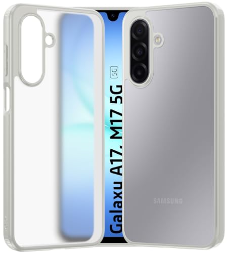 Image of Golden Sand Rugged Frosted Matte Back Cover for Samsung Galaxy A17 5G | Semi-Transparent Anti-Slip Case with Shock Protection & Raised Camera Guard (Moonlight Grey)