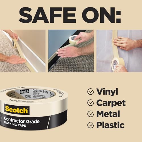 Image of Scotch Painter's Tape Contractor Grade,1.88 in x 60.1 yd Rolls, 3 Pack | 6 Rolls per set, 18 total rolls, Holds to Surfaces For Up to 3 days, Interior & Exterior Use, Model 2020-48TP6