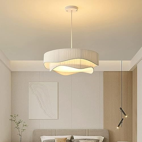 Lustre de restaurant suspendu plissé blanc E27 avec cordon réglable style moderne