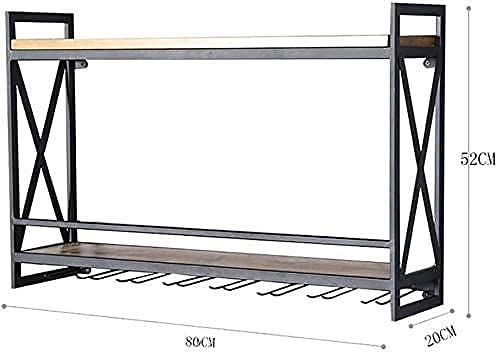 Casier à vin mural double couche avec rangement pour verres et bouteilles - 3