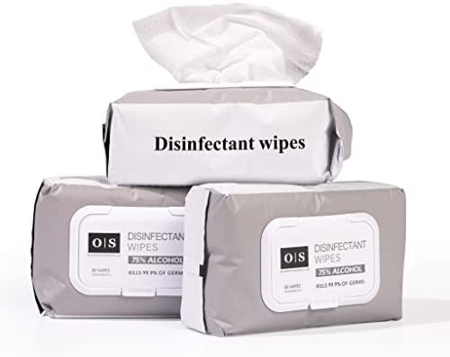 Old South Trading Disinfecting Alcohol Wipes - 3 Pillow Packs/80ct (240 Wipes Total) - Sanitizing Wipes for Hands