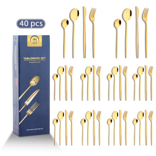 Lista de Cubiertos desechables elegantes para comprar hoy. 48 SSGP Juego De Cubiertos 40 Piezas,Cubiertos Acero Inoxidable Para 10 Personas,Incluye Cuchillos,Tenedores,Cucharas,Espejo Pulido Juego De Cubierto,Adecuado para el...