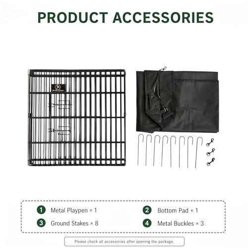 Image of PJYuCien Puppy Playpen with Bottom Pad and Door, 8 Panels 24 inch H, Black | 24 inchW, Dual-function Pad, For Small Pets, Foldable Octagonal Pen, Versatile, Indoor & Outdoor, Backyard, Protects Floors