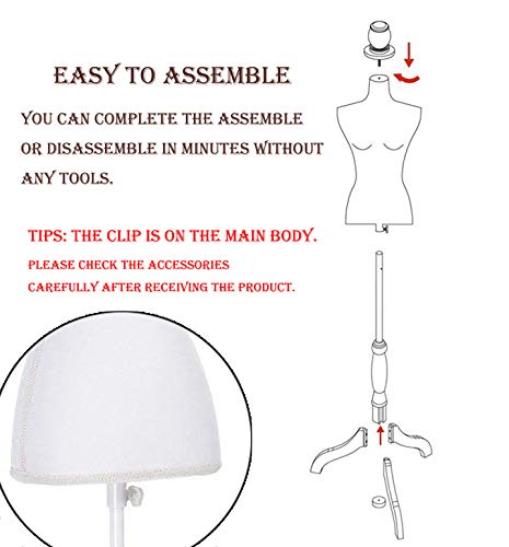 Female Dress Form Mannequin Torso Adjustable Height Mannequin Body With Tripod Stand For Clothing Dress Jewelry Display, White #TOP5
