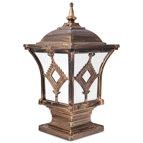 Image of GIGAWATTS BARFI Outdoor Gate Light - 101% Rust & Waterproof Die-Casting Aluminium Exterior Pillar Lamp Base Mount for Garden, Boundary Walls & Home Entrances (B22 Holder, Bulb Not Included, Gold)
