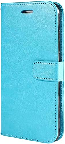 Étui iPhone 13 Pro bleu ciel avec fente carte et fermeture magnétique KANUZ