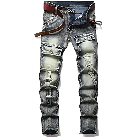 XIMXIMMTIAN Men's Biker Moto Jeans Cover