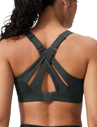 Image of Yvette Sports Bra High Impact Adjustable Criss Cross Back, Full Support for Large Bust No Bounce