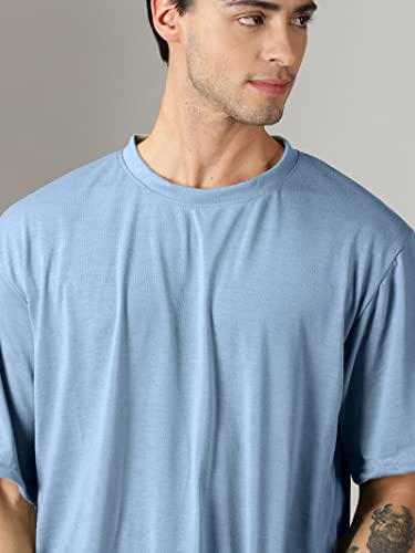 Image of RodZen Oversized Baggy Fit Half Sleeves Round Neck Solid Cotton Blend Combo T-Shirt for Men (Pack of 3)