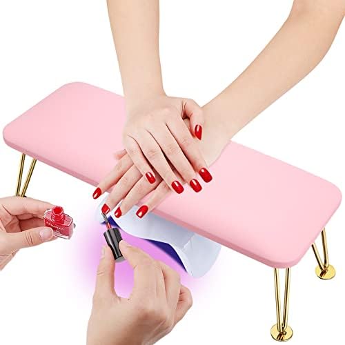 Big Nail Arm Rest Cushion for Toenails Fingernails Non Slip Manicure Hand Rest Professional Microfiber Leather Nail Hand Rest Pillow Stand for Nail Detachable Tech Use (Pink)