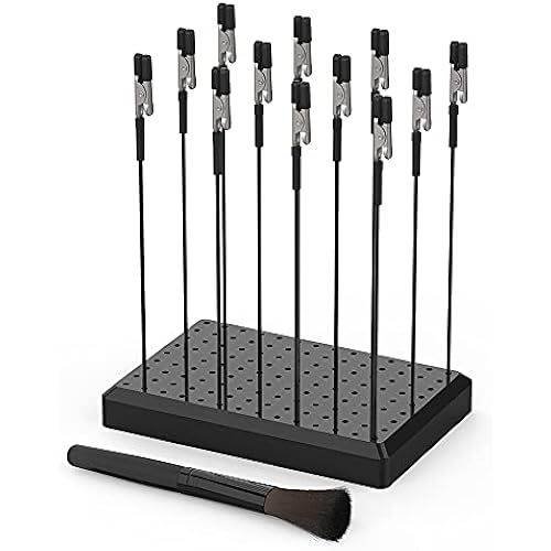 Painting Stand Base Holder and 12PCS Alligator Clip Sticks Set (with Sturdy Rubber Tips) Modeling Tools for Airbrush Spray, for Gundam Hobby Model Parts Assemble, for DIY Card Photo Memo