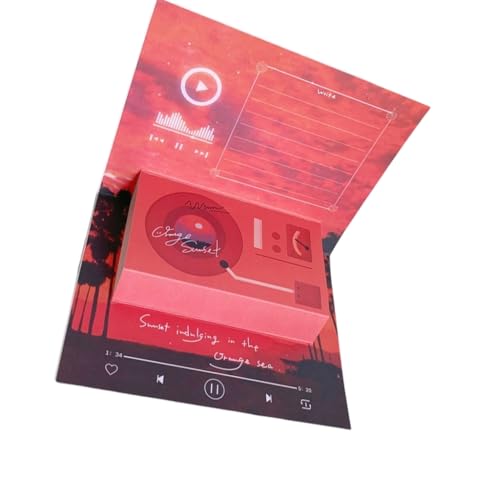 Foldable Greeting Card Phonograph Shaped Blessing Card for Valentines Day