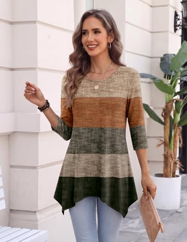 Image of Zeagoo Womens Tops 3 /4 Sleeve Loose Fit Dressy Tunics Plus Size Boho Shirts