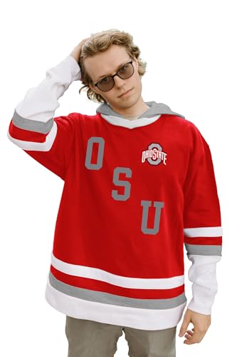 Ohio State Buckeyes NCAA Officially Licensed Hockey Hooded Sweatshirt Team Color, X-Large