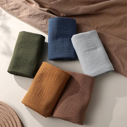 Image of Muslin Receiving Blankets, Neutral Blanket Swaddling for Newborn Boys and Girls, 5 Pack Breathable and Skin-Friendly Swaddle Wrap for Infant Baby (Elegant Colors)
