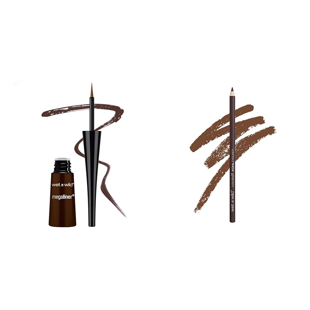 wet n wild MegaLiner Liquid Eyeliner Dark Brown and Color Icon Kohl Eyeliner Pencil Simma Brown Now Packaged