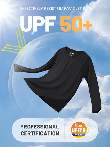 TACVASEN Damen Rashguard Sonnenschutz Shirt Langarm UV-Schutz UPF 50+ T-Shirt Schwimmshirt Sportshirt (S, Schwarz)
