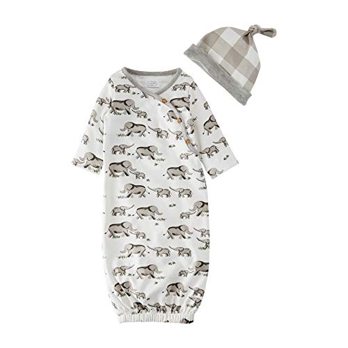 Mud Pie Baby Boys' Elephant Gown and HAT, Gray, 0-3 Months