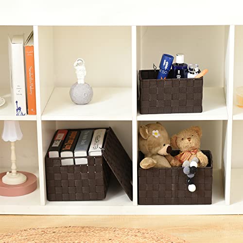 Harrage Decorative Storage Boxes With Lids - 3 Pack Storage Bins Wicker Basket With Lid, Woven Storage Basket For Organizing For Office Shelf Closet Cloth Toy Organizer (Brown) #TOP2
