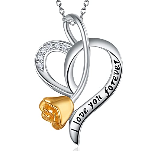 KINGWHYTE �N���X�}�X�W���G���[�M�t�g ���ꂳ��A�K�[���t�����h�� S925�X�^�[�����O�V���o�[ ���[�Y�t�����[�n�[�g�y���_���g I Love You ����l�b�N���X, �X�^�[�����O�V���o�[, �X�^�[�����O�V���o�[