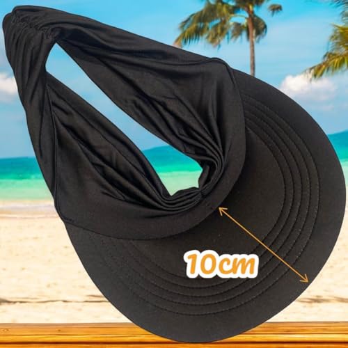 Viseira Turbante Feminina Luxo Aba Elegância Praia Luxo com FPS 50 - PRETO