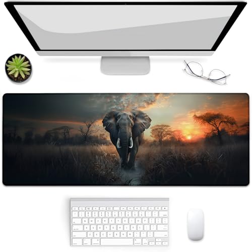 Tapis de souris de jeu éléphant coucher de soleil PC portable