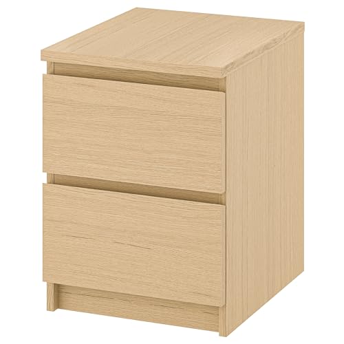 Numero di cassetti: 2 Cassettiera MALM con 2 cassetti, 40x55 cm, impiallacciato rovere tinto bianco
