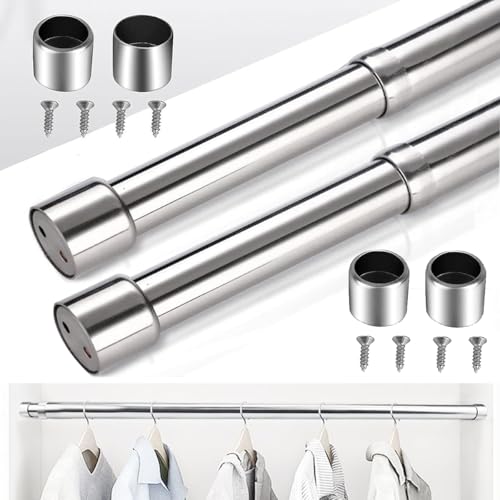 Moonmen Telescopic Closet Pole Wardrobe Closet Rails, Closet Rod for Hanging Clothes, Wardrobe Rod for Hanging Clothes, Stainless Steel Closet Pole 31-160cm (2 x 31-51cm)