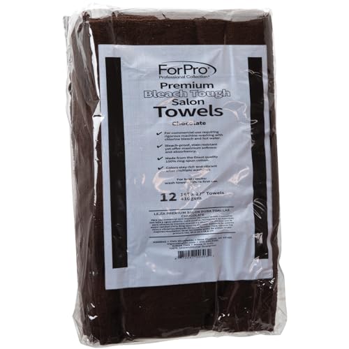 ForPro Premium Bleach Tough Salon Towels, Chocolate, 100% Cotton, Bleach-Proof Towels, Stain Resistant, 16” W x 27” L, 12-Count by ForPro Professional Collection - Image 4