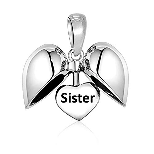 LSDesigns Sister Charm con Forma de corazón Abalorios para Mujer Pandora Charm Pulsera - Plata de Ley 925 dijes