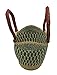 African Shopping Tote Handmade Woven Sea Grass Small Size 10 x 8 x 10 (Turq-Natural)