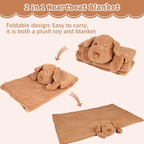 IFOYO Cobertor de batimento cardíaco para filhotes, bicho de pelúcia para alívio da ansiedade do cac