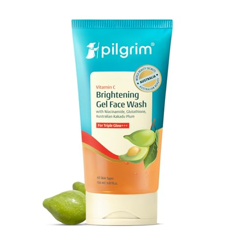 Image of Pilgrim Vitamin C Brightening Gel Face Wash with Glutathione, Niacinamide & Kakadu Plum | Deep Cleanse | Triple Glow | Brightens, Evens & Gently Exfoliates | All Skin Types | 150ml