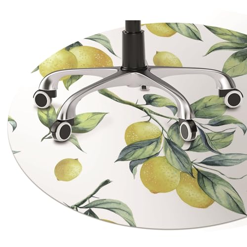Tapis de chaise imperméable protège-sol PVC antidérapant bureau citrons ø100cm - 3
