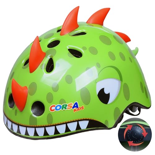 Dinosaur Toddler Bike Helmet with Adjustable Dial - Toddler Helmet