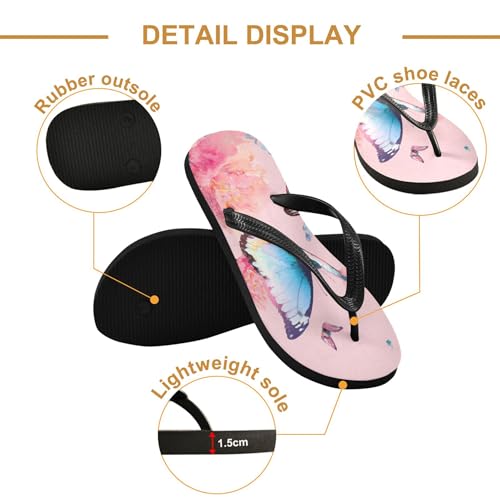 Burbuja Butterflies Flowers Flip Flops for Women Men, Soft Thong Sandals Rubber Slippers for Pool Beach Essentials3