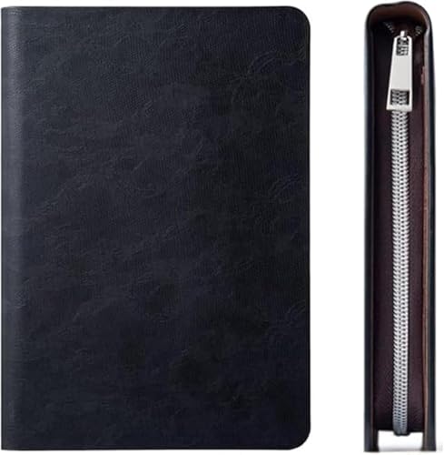 LorDerBingビジネス手帳 システム手帳 6穴ルーズリーフ ノート A5 A6サイズ おしゃれ 厚い手 PUレザーカバー ファスナー式 高耐久 軽量 ペンホルダー 携帯に便利 ビジネスオフィス用品 名刺 銀行カード プライベート使用 卒業記念品 就職