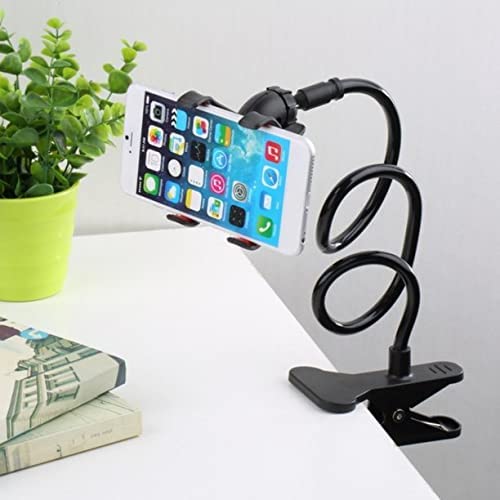 Metal Flexible Lazy Hang Neck Phone Support, 360 Degree Rotation Multi-Function Mobile Phone Holder/ Stand Support for All smartphones - Black Tabletop