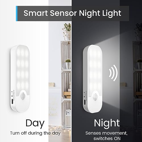 ANOPU Motion Sensor Lights Indoor, 2 Pack USB Rechargeable Stick on Lights with 3 Modes, Wireless Motion Sensor Light with Magnetic Strips for Wardrobes, Stairs, Hallway, Bedroom, Cupboard - Image 4