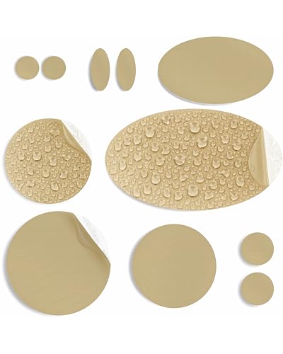 aZengear Repair Patches for Jackets, Tent, Shoe Toe, Air Mattress, Inflatables, PVC Gear - Waterproof, Self-Adhesive, Tear-Cold-Heat-Resistant, Down Puffer Coat (11 Pieces, Beige)