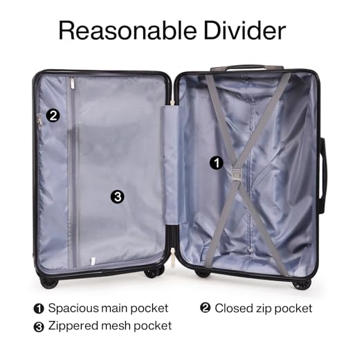 Image of Luggage Sets 3 Piece (20 /24 /28 inch)-Carry On Suitcase-Suitcase With Wheels-PC+ABS - Hardside Spinner Travel Luggage, Black, 5 Pcs Set, Hardside Luggage Sets With Spinner Wheels (BLACK)