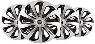SparcoSicilia Wheel Covers, Silver/Black, Set of 4, 14"