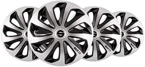 SparcoSicilia Wheel Covers, Silver/Black, Set of 4, 14"