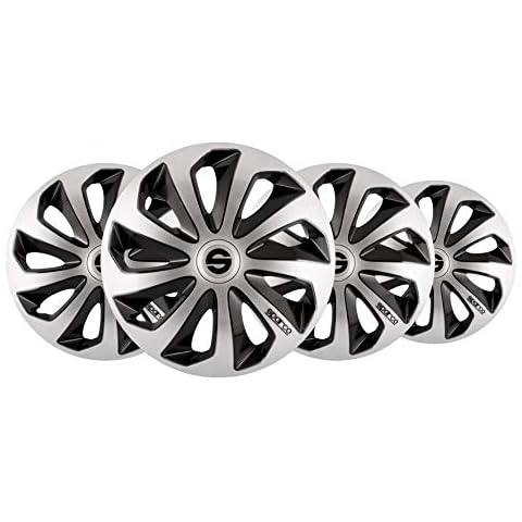 SPARCO SPC1673SVBK Sicilia Wheel Covers, Silver/Black, Set of 4, 16" Cover