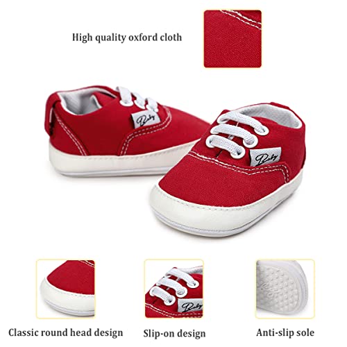 Image of Infant Baby Boys Girls Canvas Sneaker Toddler Slip On Anti Skid Newborn First Walkers Candy Shoes for 0-18 Months